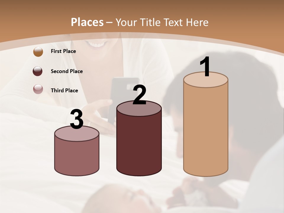 A Man And Woman Looking At A Cell Phone While Holding A Baby PowerPoint Template