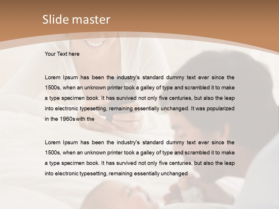 A Man And Woman Looking At A Cell Phone While Holding A Baby PowerPoint Template