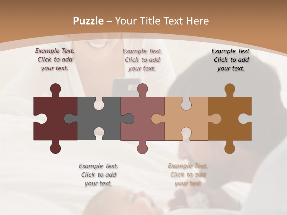 A Man And Woman Looking At A Cell Phone While Holding A Baby PowerPoint Template