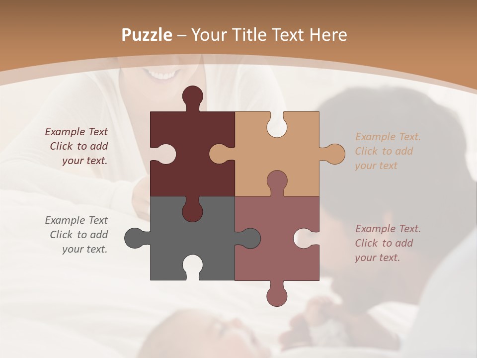 A Man And Woman Looking At A Cell Phone While Holding A Baby PowerPoint Template