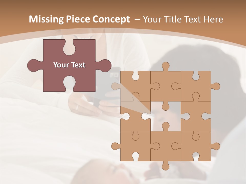 A Man And Woman Looking At A Cell Phone While Holding A Baby PowerPoint Template