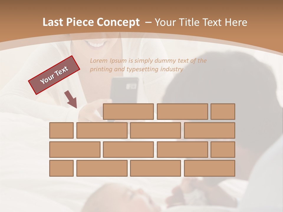 A Man And Woman Looking At A Cell Phone While Holding A Baby PowerPoint Template