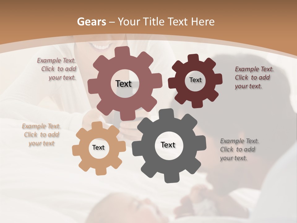 A Man And Woman Looking At A Cell Phone While Holding A Baby PowerPoint Template