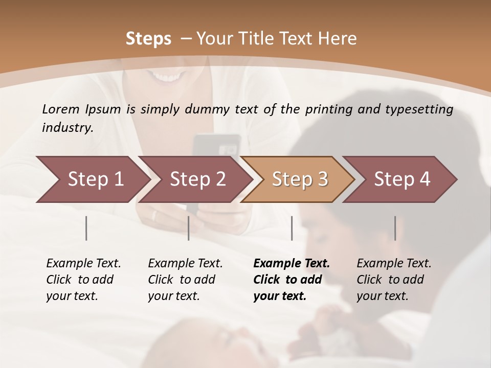 A Man And Woman Looking At A Cell Phone While Holding A Baby PowerPoint Template