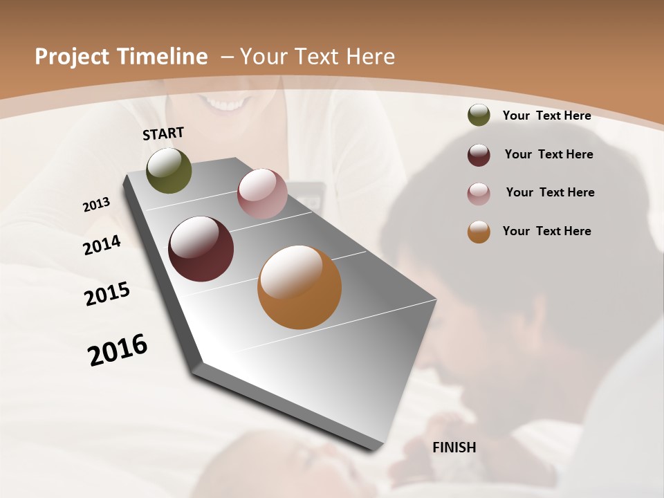 A Man And Woman Looking At A Cell Phone While Holding A Baby PowerPoint Template