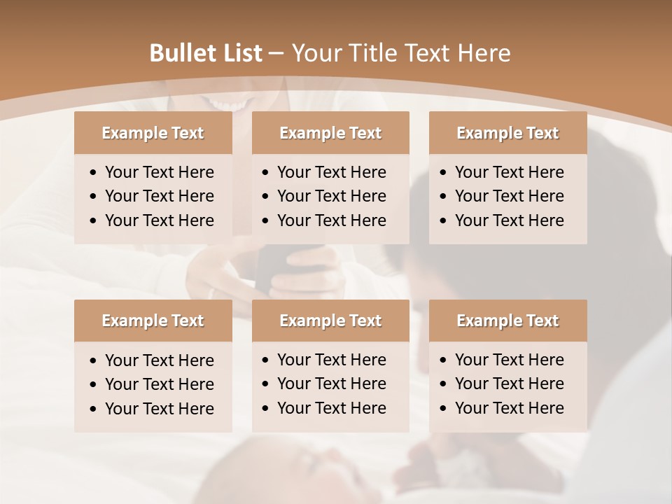A Man And Woman Looking At A Cell Phone While Holding A Baby PowerPoint Template