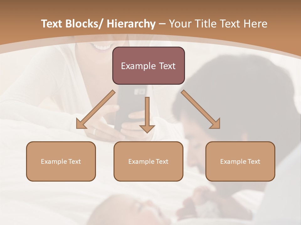 A Man And Woman Looking At A Cell Phone While Holding A Baby PowerPoint Template