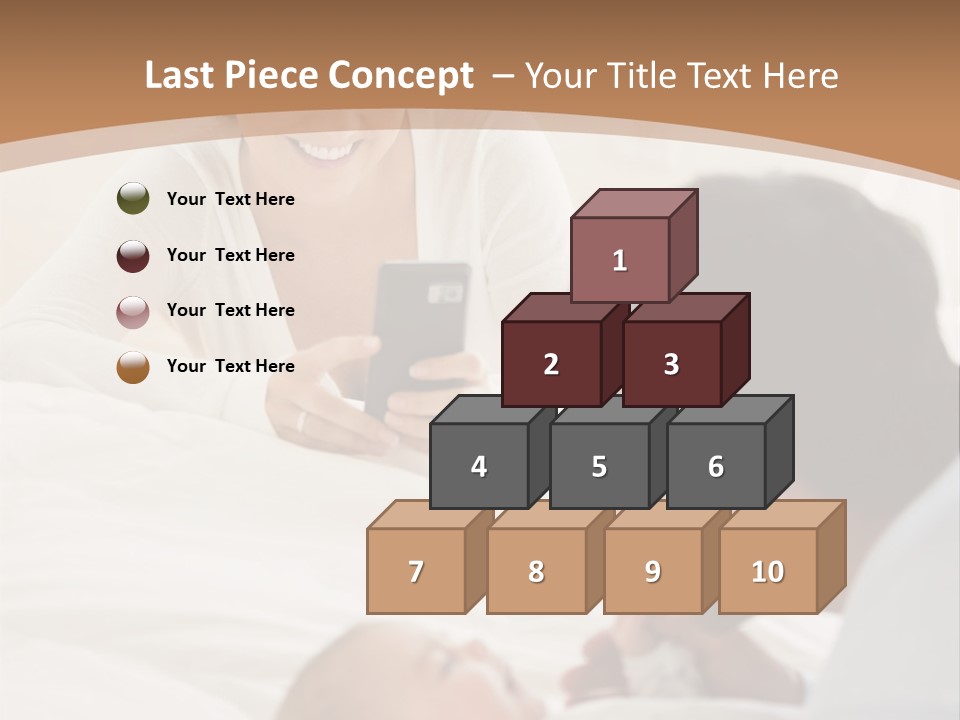 A Man And Woman Looking At A Cell Phone While Holding A Baby PowerPoint Template