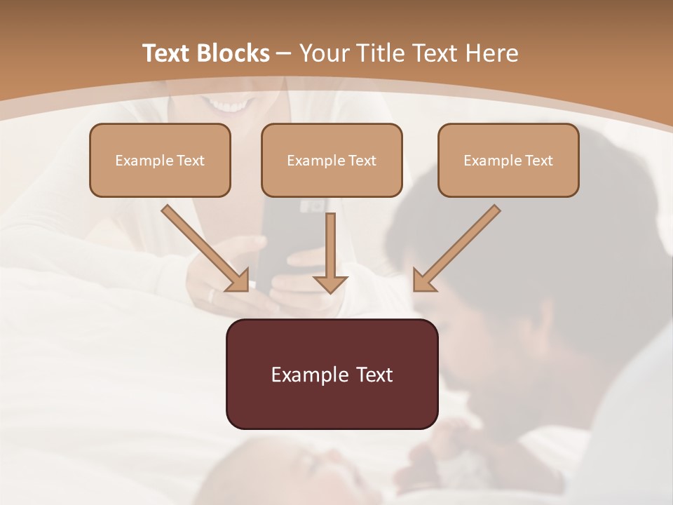 A Man And Woman Looking At A Cell Phone While Holding A Baby PowerPoint Template