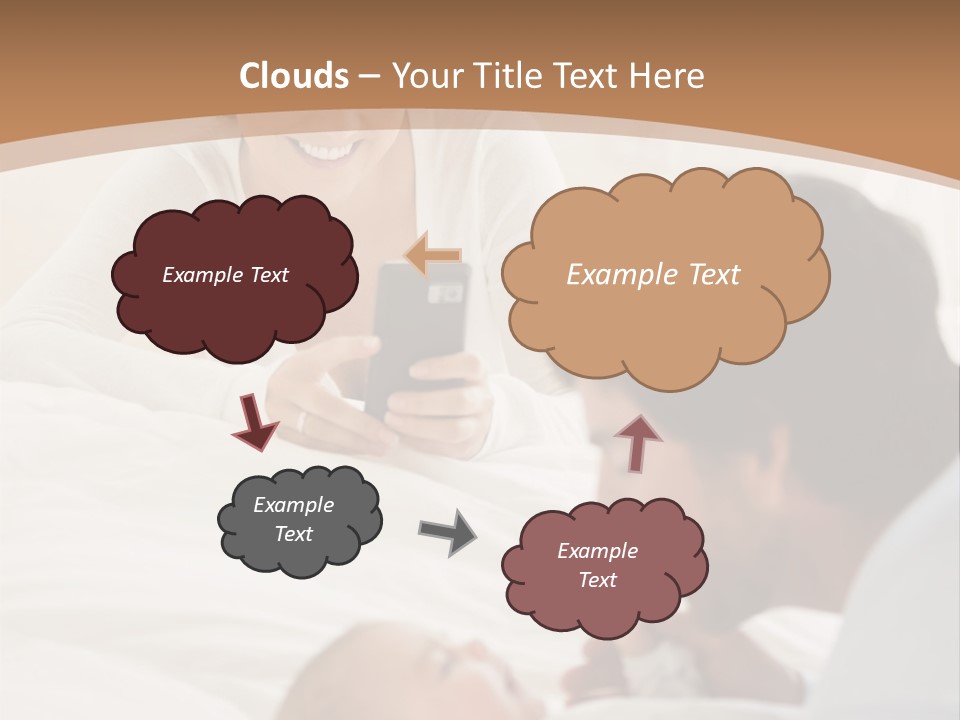A Man And Woman Looking At A Cell Phone While Holding A Baby PowerPoint Template