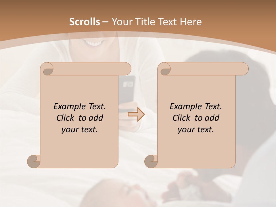 A Man And Woman Looking At A Cell Phone While Holding A Baby PowerPoint Template