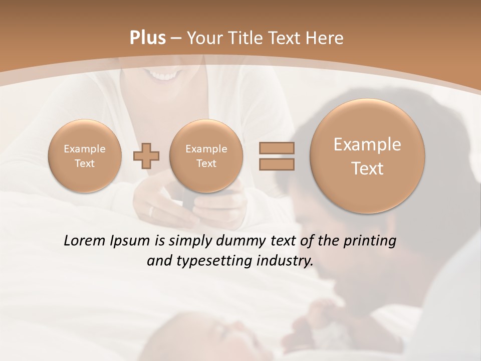 A Man And Woman Looking At A Cell Phone While Holding A Baby PowerPoint Template