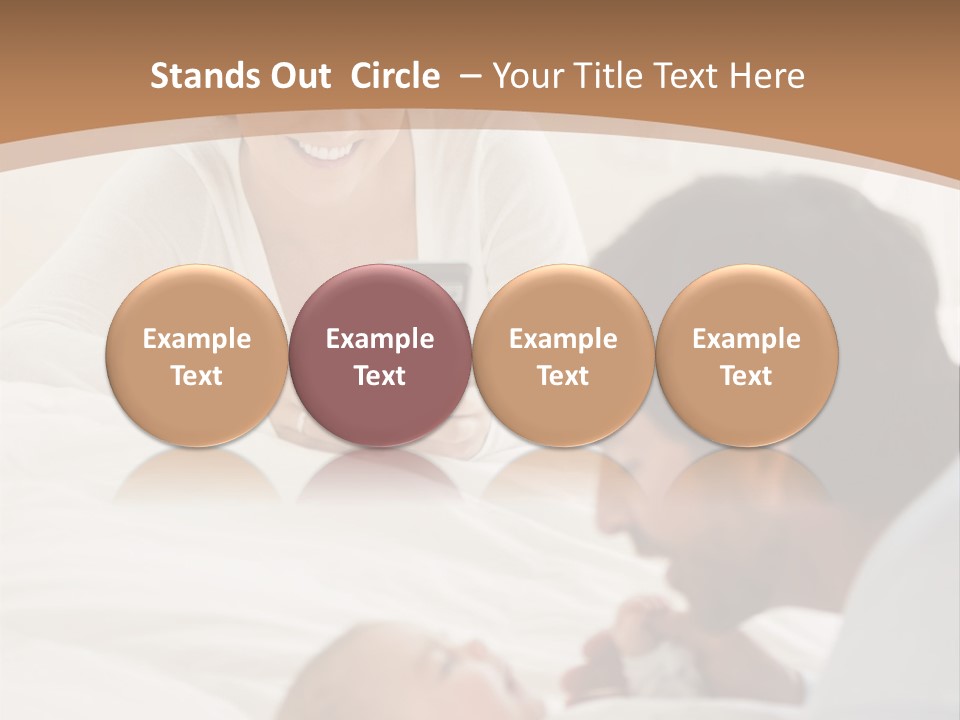 A Man And Woman Looking At A Cell Phone While Holding A Baby PowerPoint Template