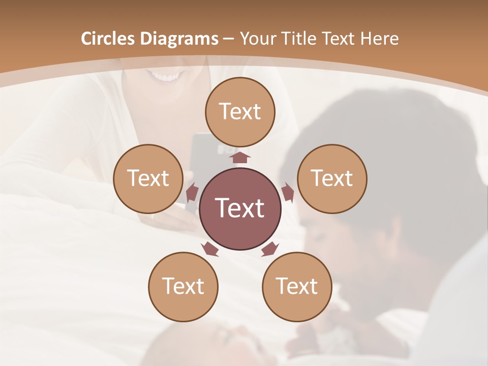 A Man And Woman Looking At A Cell Phone While Holding A Baby PowerPoint Template