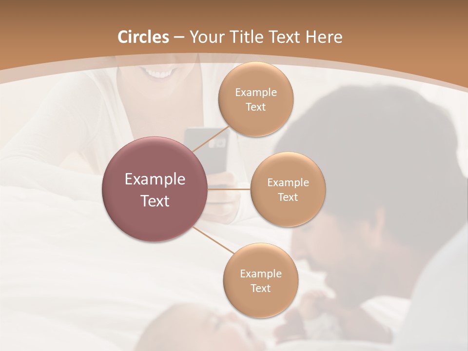 A Man And Woman Looking At A Cell Phone While Holding A Baby PowerPoint Template