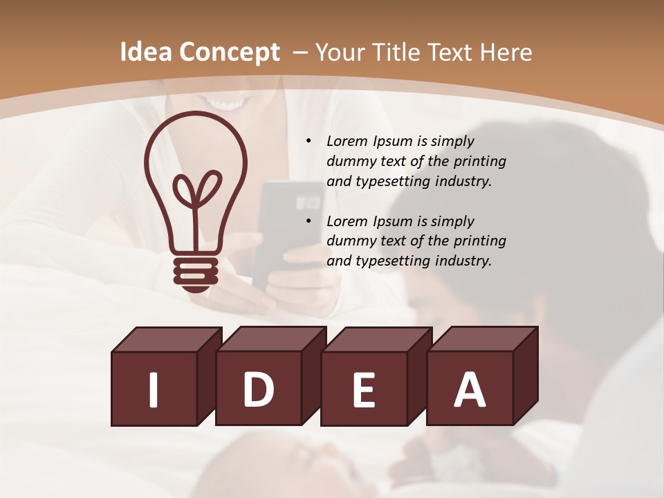 A Man And Woman Looking At A Cell Phone While Holding A Baby PowerPoint Template