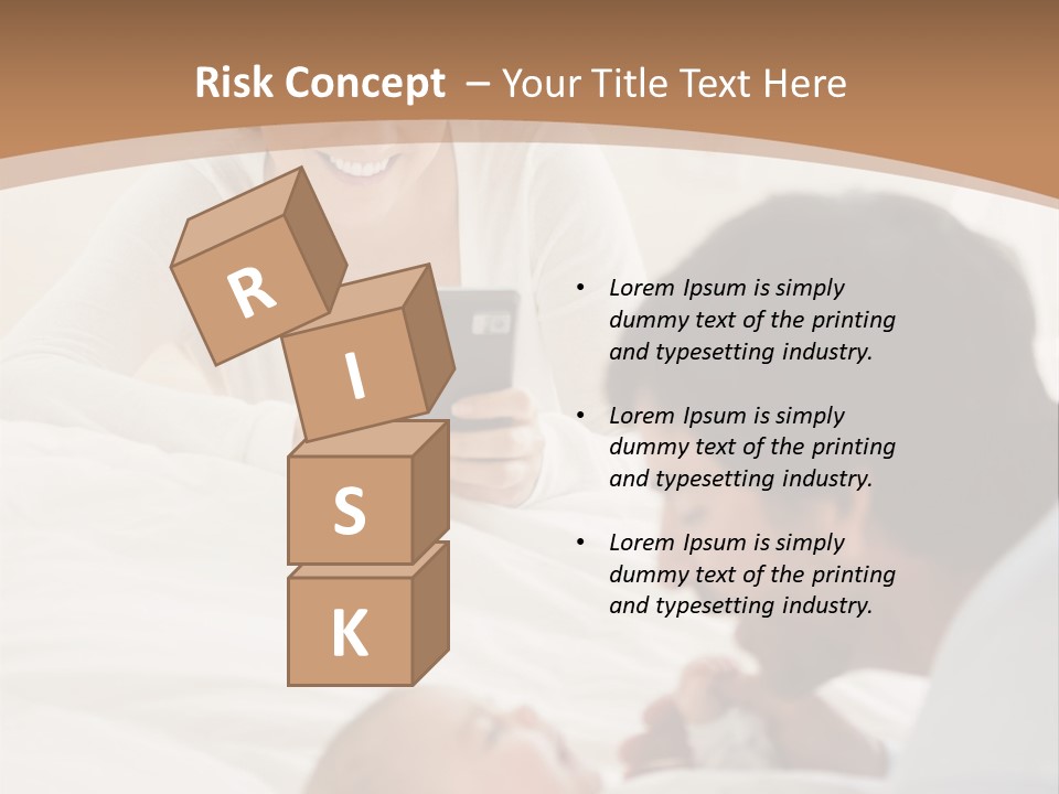 A Man And Woman Looking At A Cell Phone While Holding A Baby PowerPoint Template