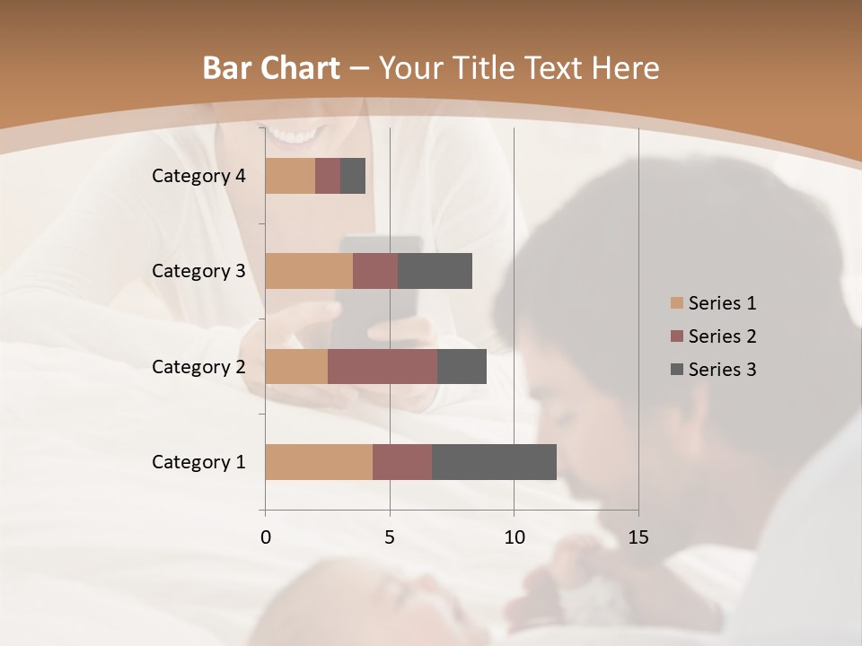 A Man And Woman Looking At A Cell Phone While Holding A Baby PowerPoint Template
