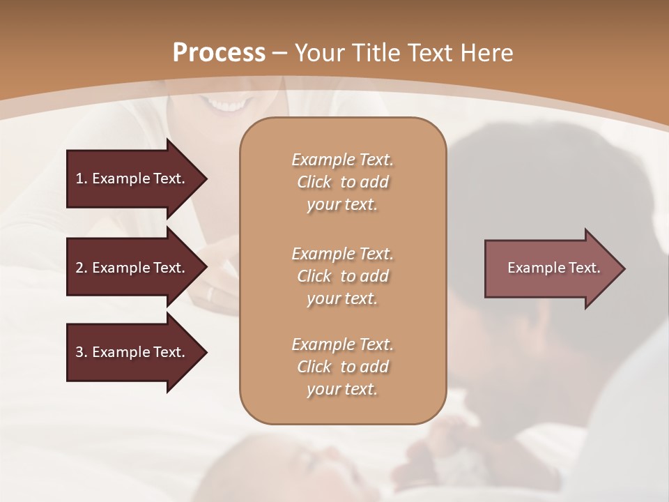 A Man And Woman Looking At A Cell Phone While Holding A Baby PowerPoint Template