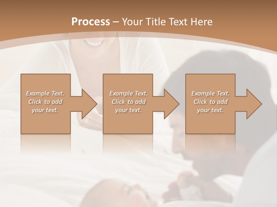 A Man And Woman Looking At A Cell Phone While Holding A Baby PowerPoint Template