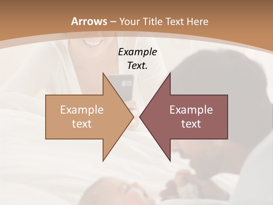 A Man And Woman Looking At A Cell Phone While Holding A Baby PowerPoint Template