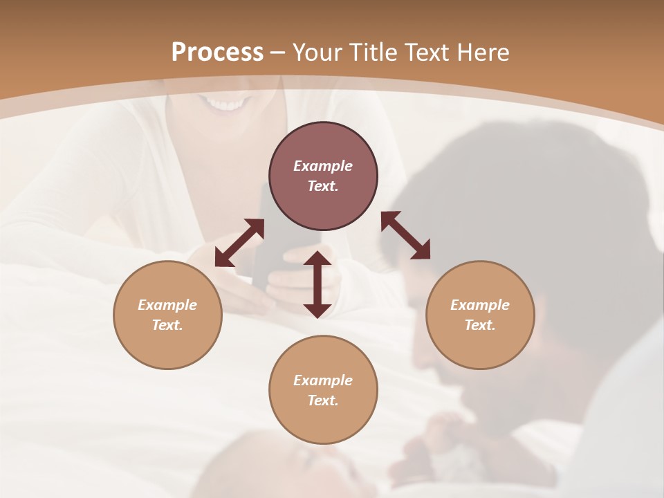 A Man And Woman Looking At A Cell Phone While Holding A Baby PowerPoint Template