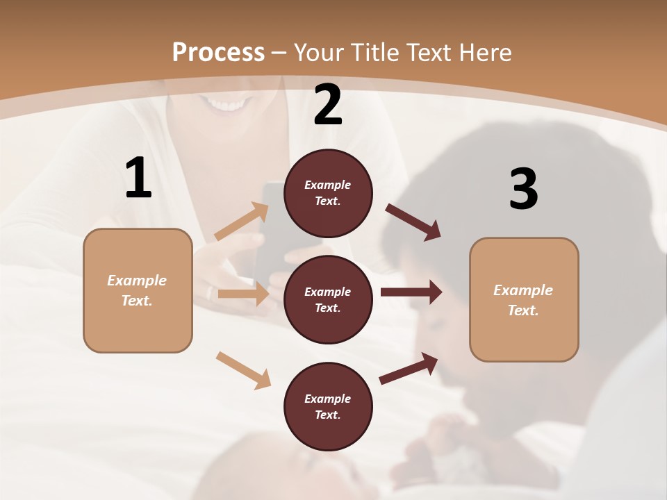 A Man And Woman Looking At A Cell Phone While Holding A Baby PowerPoint Template