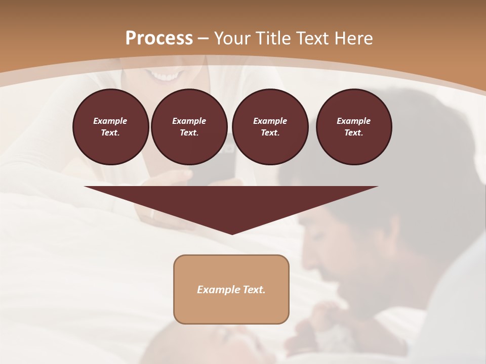 A Man And Woman Looking At A Cell Phone While Holding A Baby PowerPoint Template