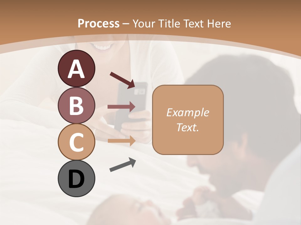 A Man And Woman Looking At A Cell Phone While Holding A Baby PowerPoint Template
