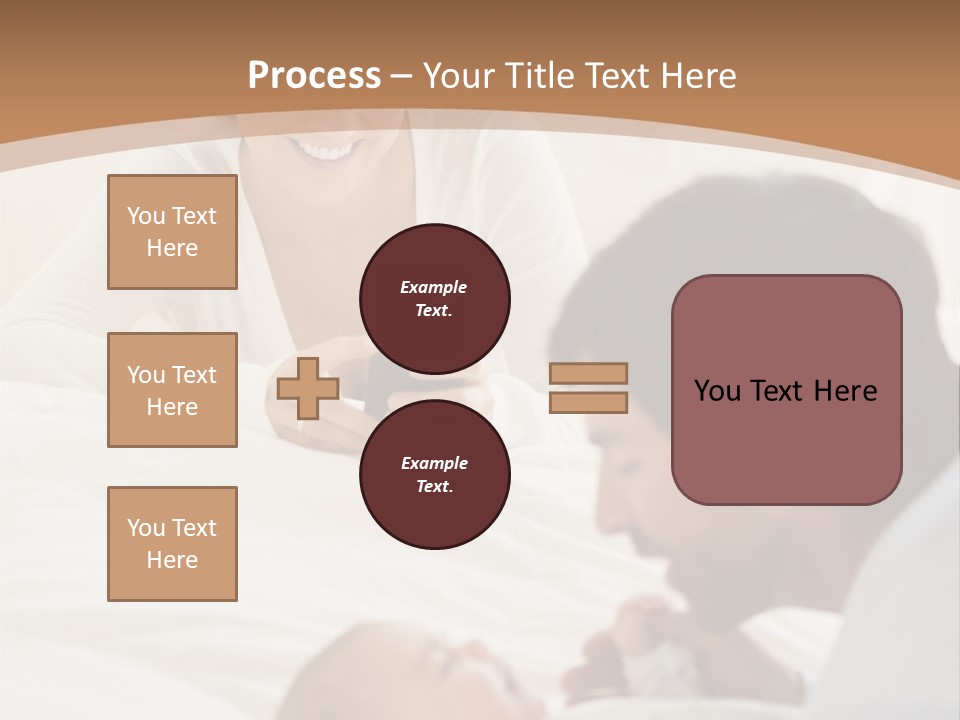 A Man And Woman Looking At A Cell Phone While Holding A Baby PowerPoint Template