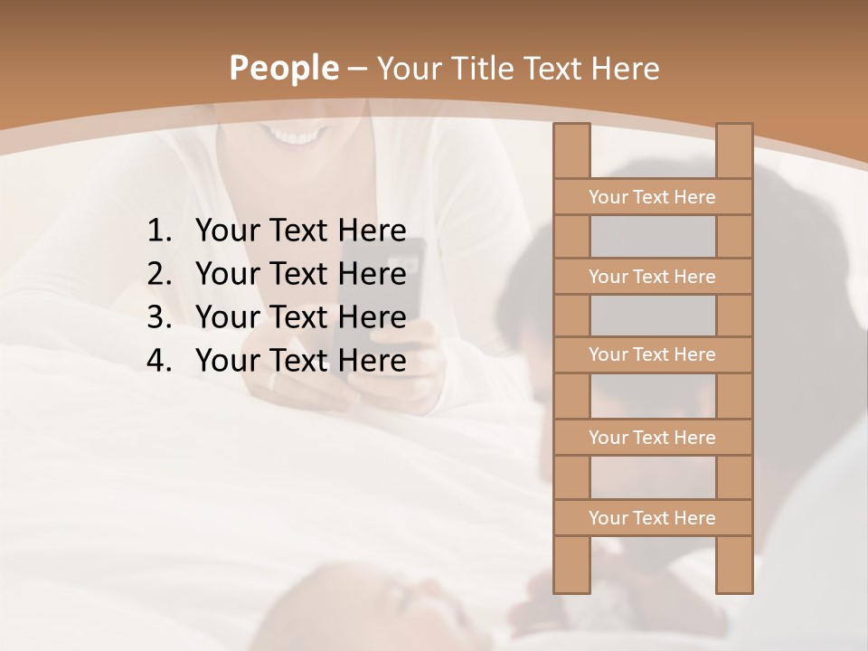 A Man And Woman Looking At A Cell Phone While Holding A Baby PowerPoint Template