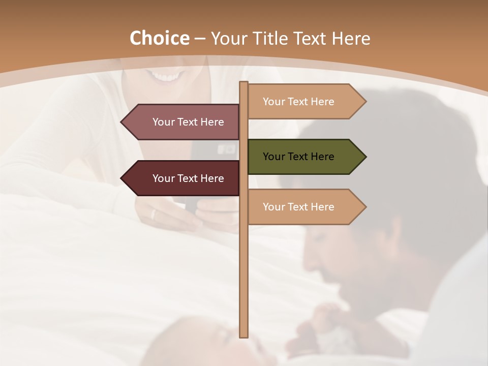 A Man And Woman Looking At A Cell Phone While Holding A Baby PowerPoint Template