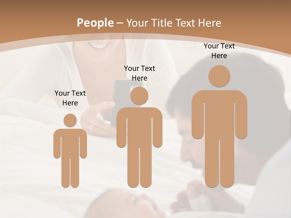 A Man And Woman Looking At A Cell Phone While Holding A Baby PowerPoint Template