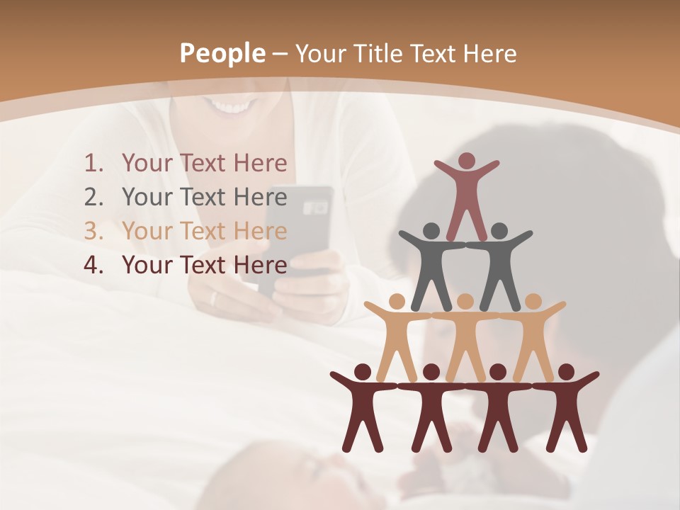 A Man And Woman Looking At A Cell Phone While Holding A Baby PowerPoint Template