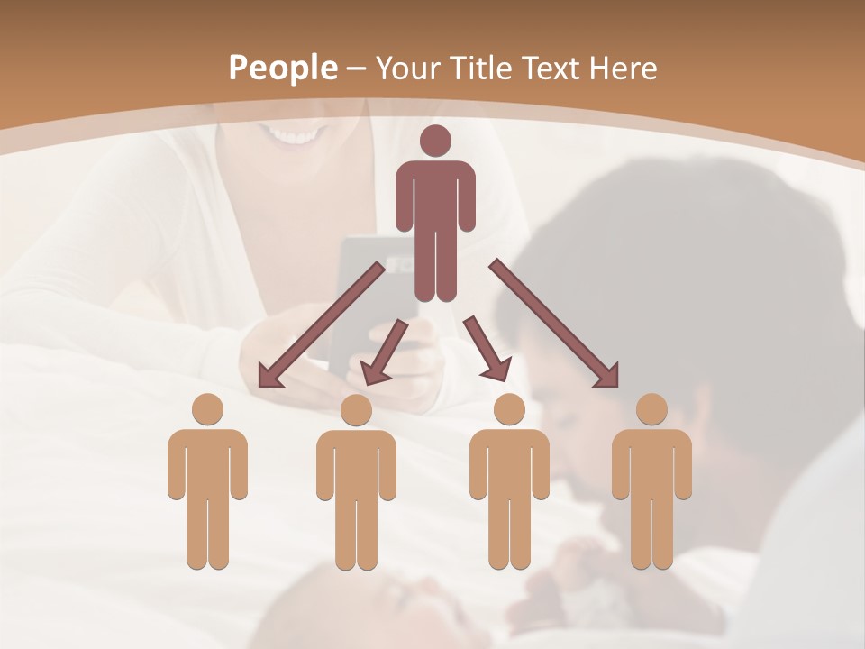 A Man And Woman Looking At A Cell Phone While Holding A Baby PowerPoint Template