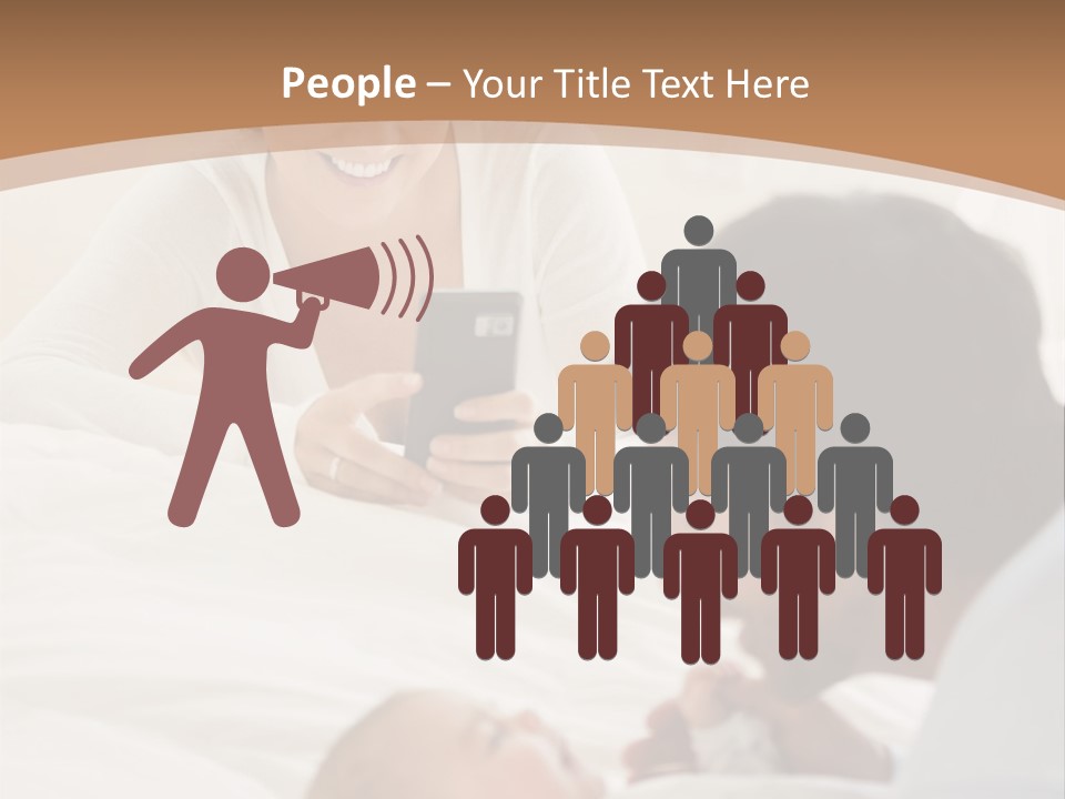 A Man And Woman Looking At A Cell Phone While Holding A Baby PowerPoint Template