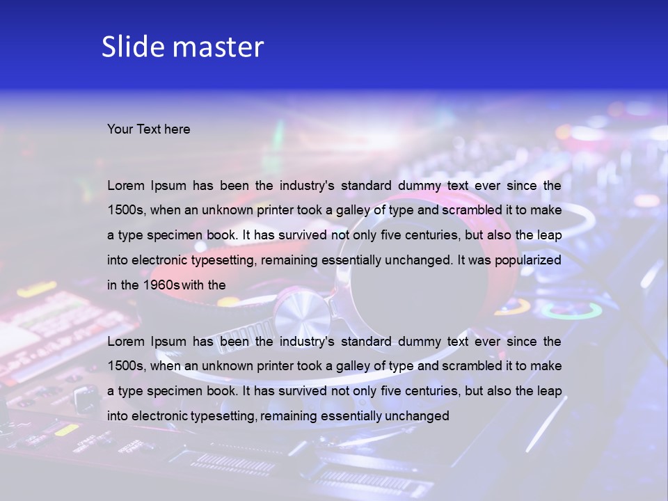 A Dj Mixer With Headphones On Top Of It PowerPoint Template