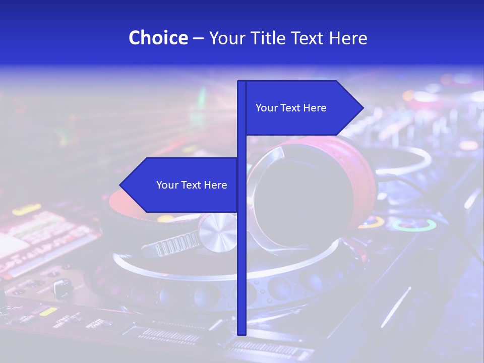 A Dj Mixer With Headphones On Top Of It PowerPoint Template