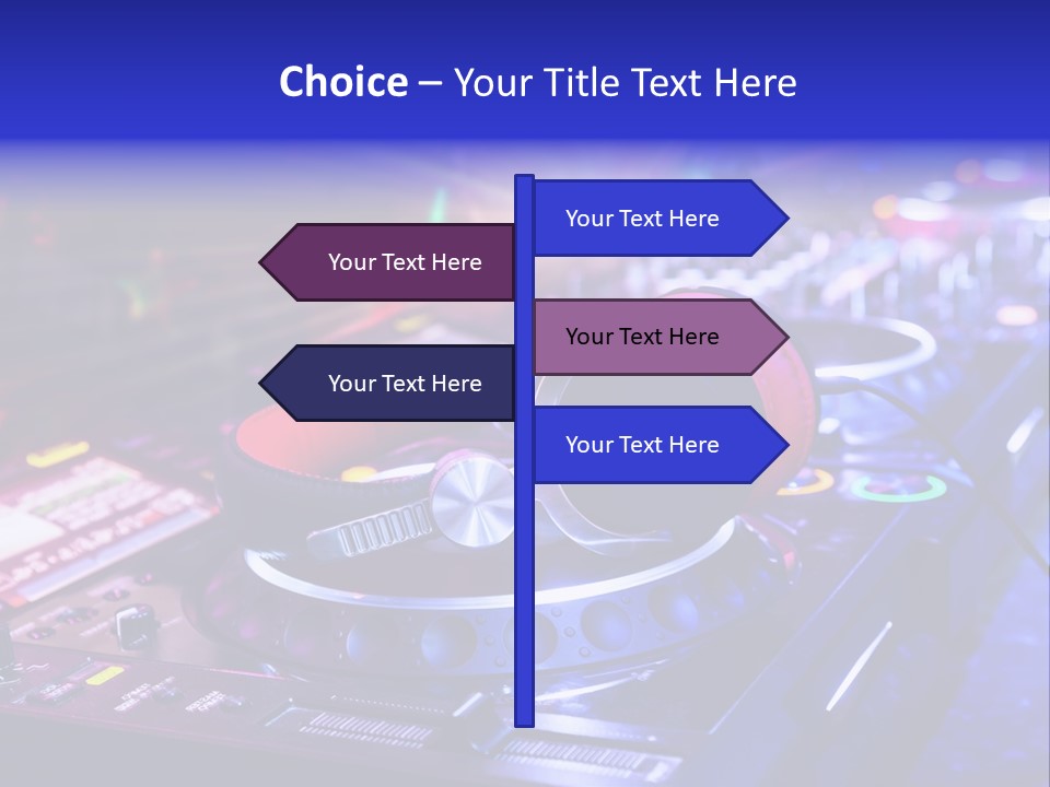 A Dj Mixer With Headphones On Top Of It PowerPoint Template