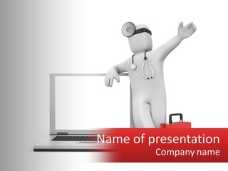 A Person With A Stethoscope On His Head Standing In Front Of A PowerPoint Template