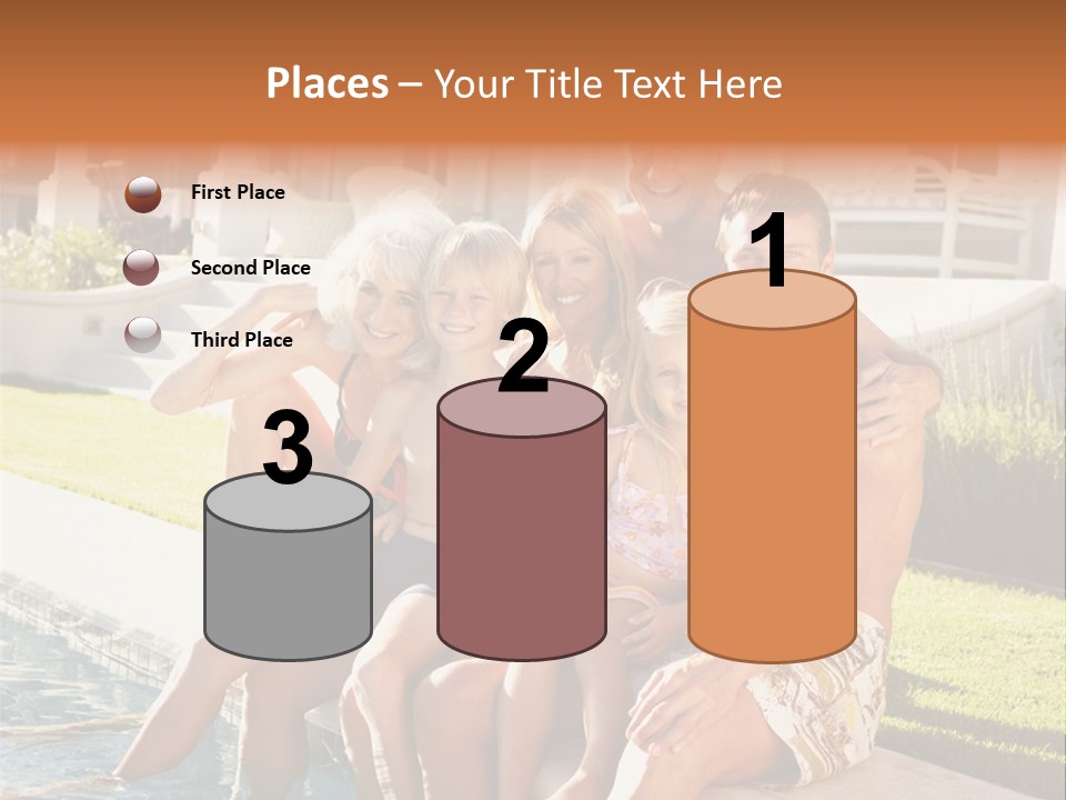 A Family Is Posing For A Picture In Front Of A House PowerPoint Template