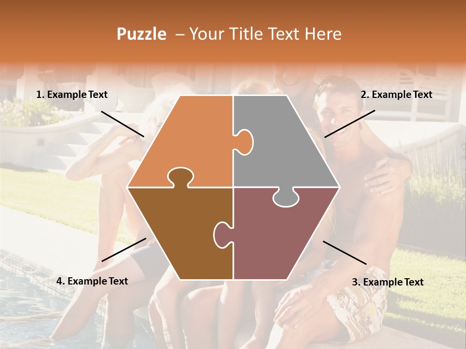 A Family Is Posing For A Picture In Front Of A House PowerPoint Template