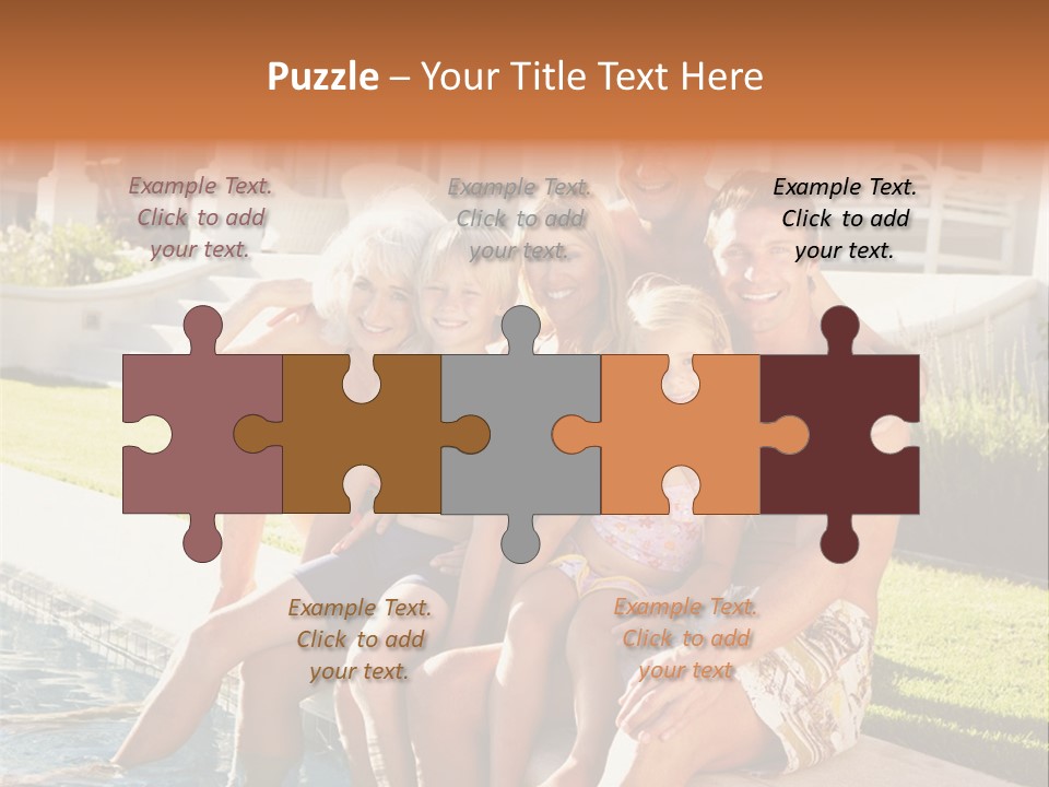 A Family Is Posing For A Picture In Front Of A House PowerPoint Template