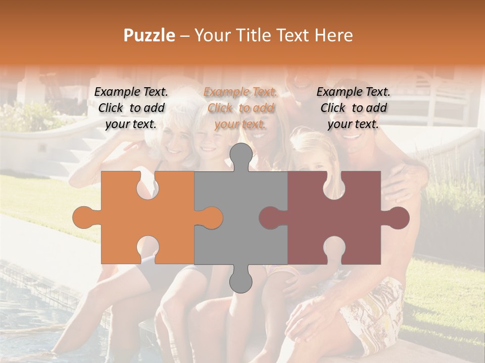 A Family Is Posing For A Picture In Front Of A House PowerPoint Template