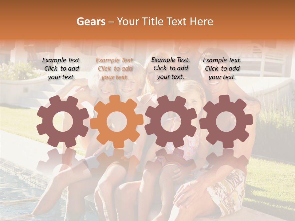 A Family Is Posing For A Picture In Front Of A House PowerPoint Template