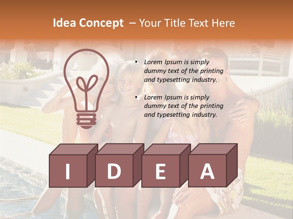 A Family Is Posing For A Picture In Front Of A House PowerPoint Template