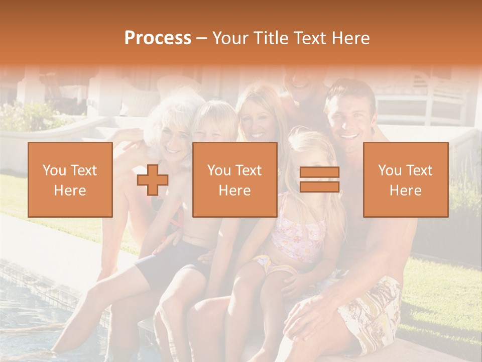 A Family Is Posing For A Picture In Front Of A House PowerPoint Template