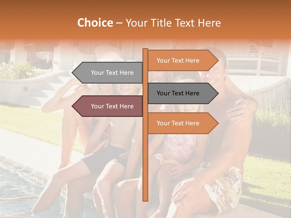 A Family Is Posing For A Picture In Front Of A House PowerPoint Template