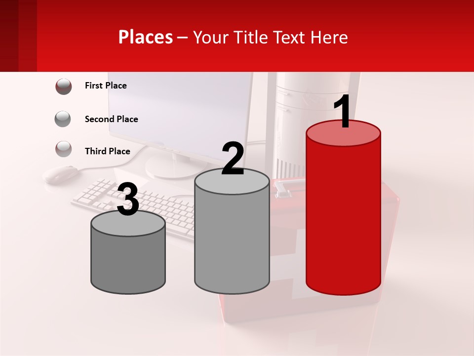 A Red Briefcase With A Computer On Top Of It PowerPoint Template