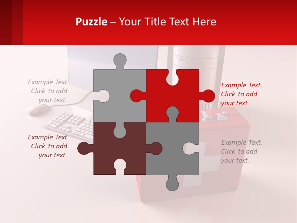 A Red Briefcase With A Computer On Top Of It PowerPoint Template